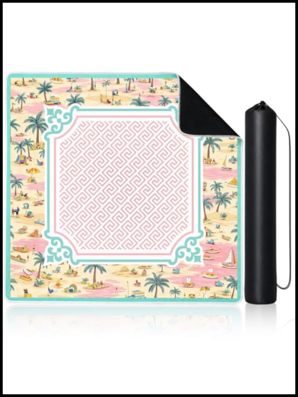 31.5" Tropical Mahjong Mat, Hawaiian Table Cover with Carrying Bag, Non-Slip